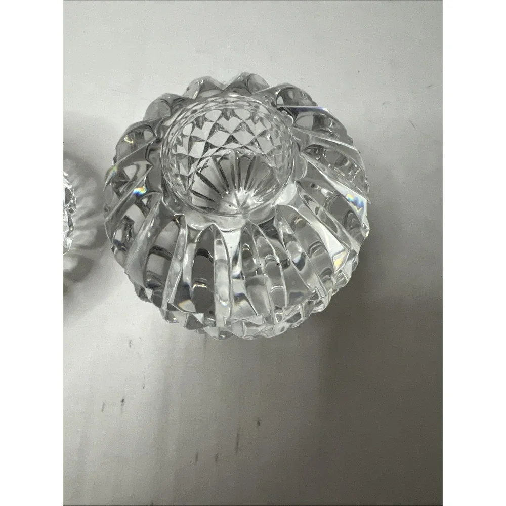 Vintage pair Waterford Crystal Ball Votive Candle Holders Signed